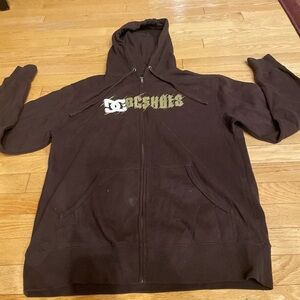 Vintage Brown DC Shoes zip-up hoodie, size medium